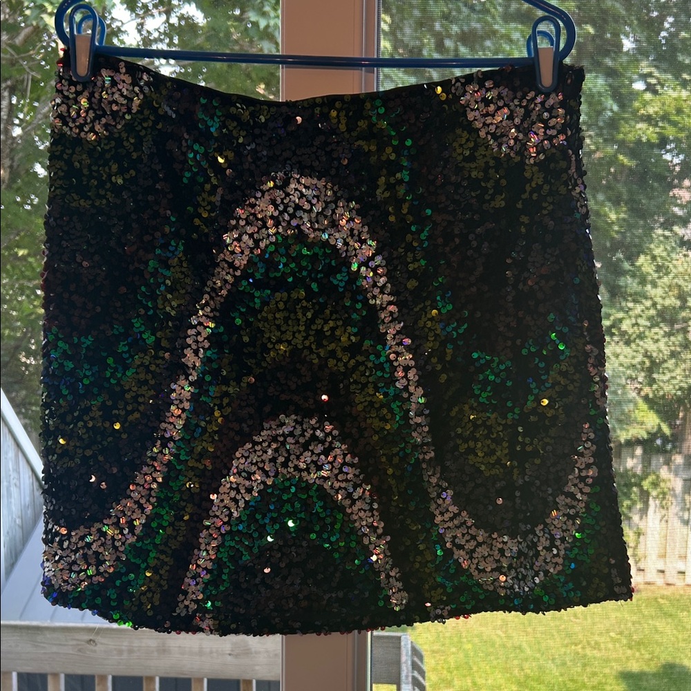 Only Sequin Mini Skirt - Black and Green